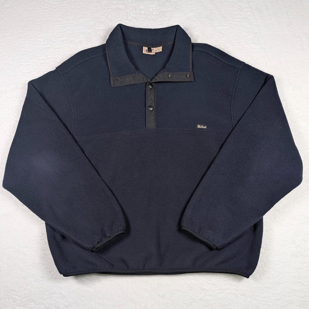 Vintage Woolrich Polartec Pullover Mens XLT Blue Fleece Snap Collar Big Tall USA - Picture 2 of 12